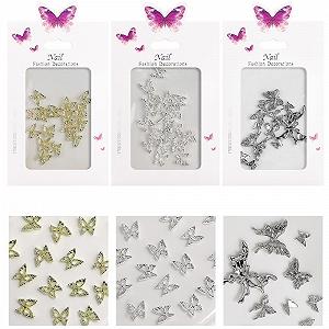 Підвіски для нігтів Метелики Метал, 50 шт (20 золотих + 30 срібних) synthetic.ua - Фото 1