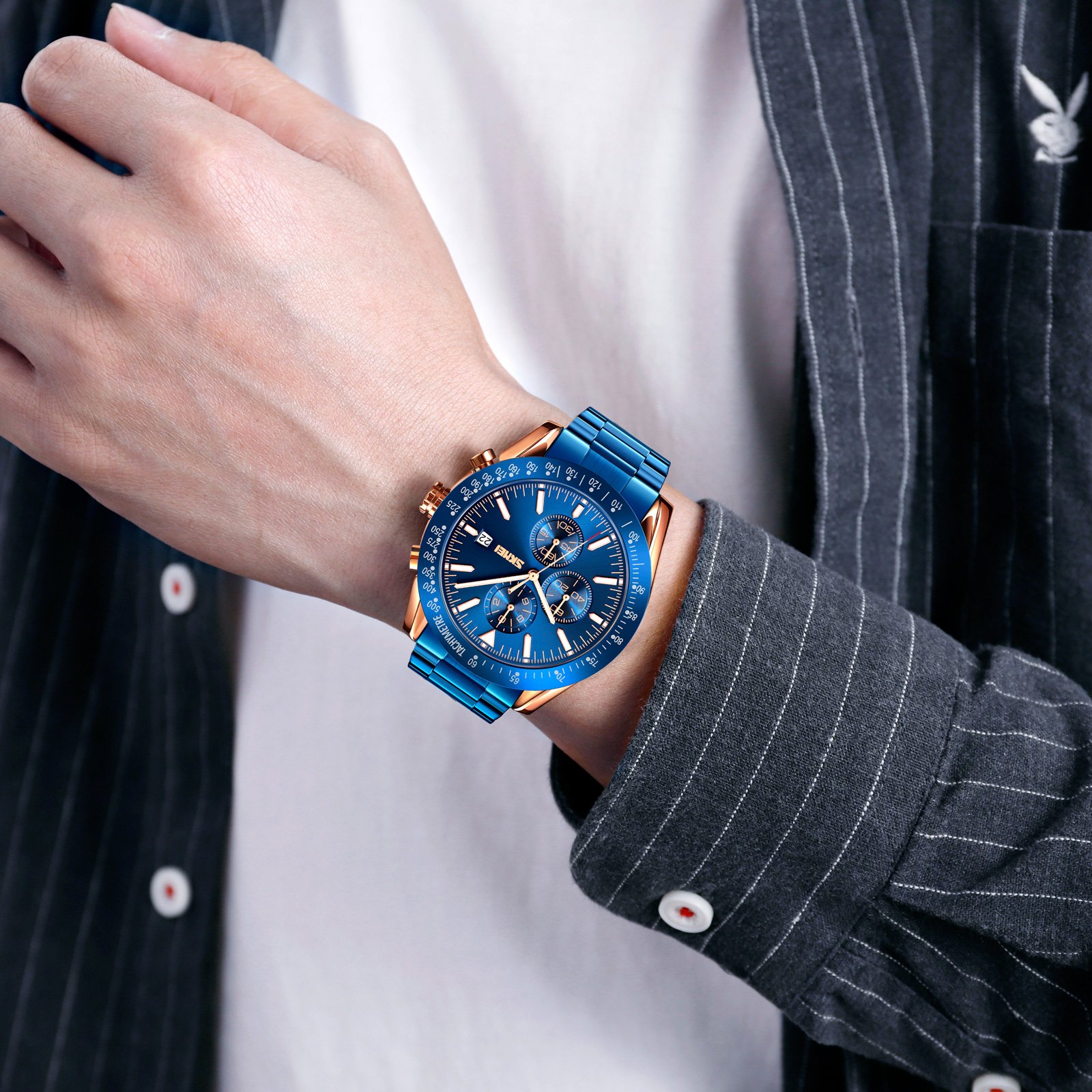 Годинник Skmei 9253 RGBU Rose Gold-Blue, фото №3