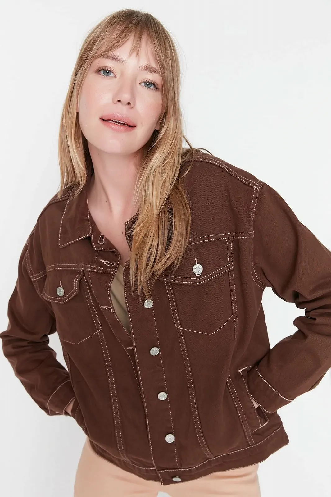 Джинсовая Куртка TRENDYOL Базовая Однотонная, фото №2 Джинсовая Куртка TRENDYOL Базовая Однотонная, фото №2