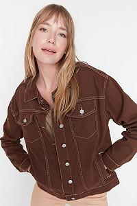 Джинсова Куртка TRENDYOL Базова Однотонна synthetic.ua - Фото 1