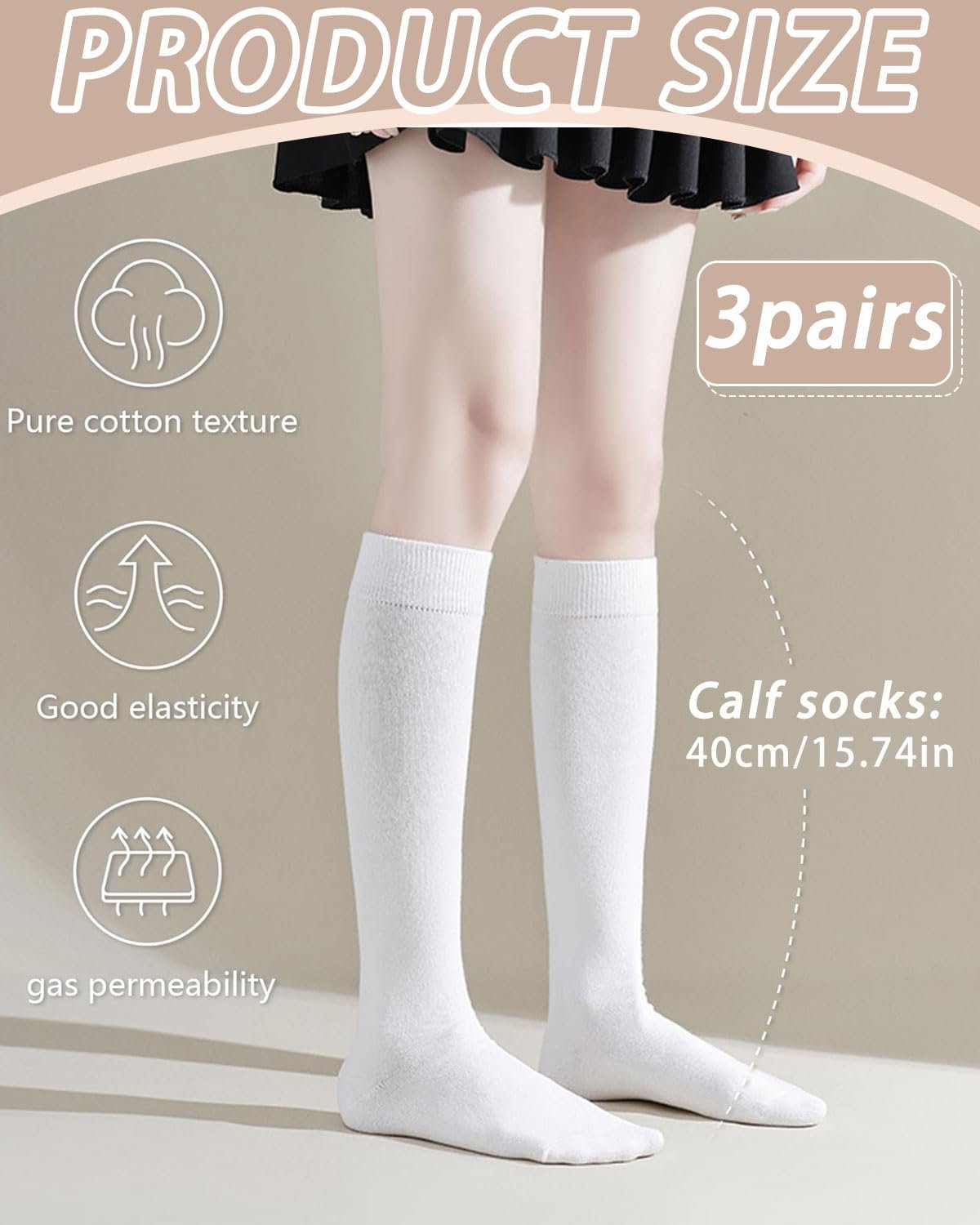 Женские гольфы до колена Белые, фото №2