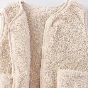 Жилет Teddy Fleece для девочек и мальчиков, без рукавов, однотонный, V-образный вырез, свободный, удобный, теплый зимний жилет, детская переходная куртка synthetic.ua - Фото 1