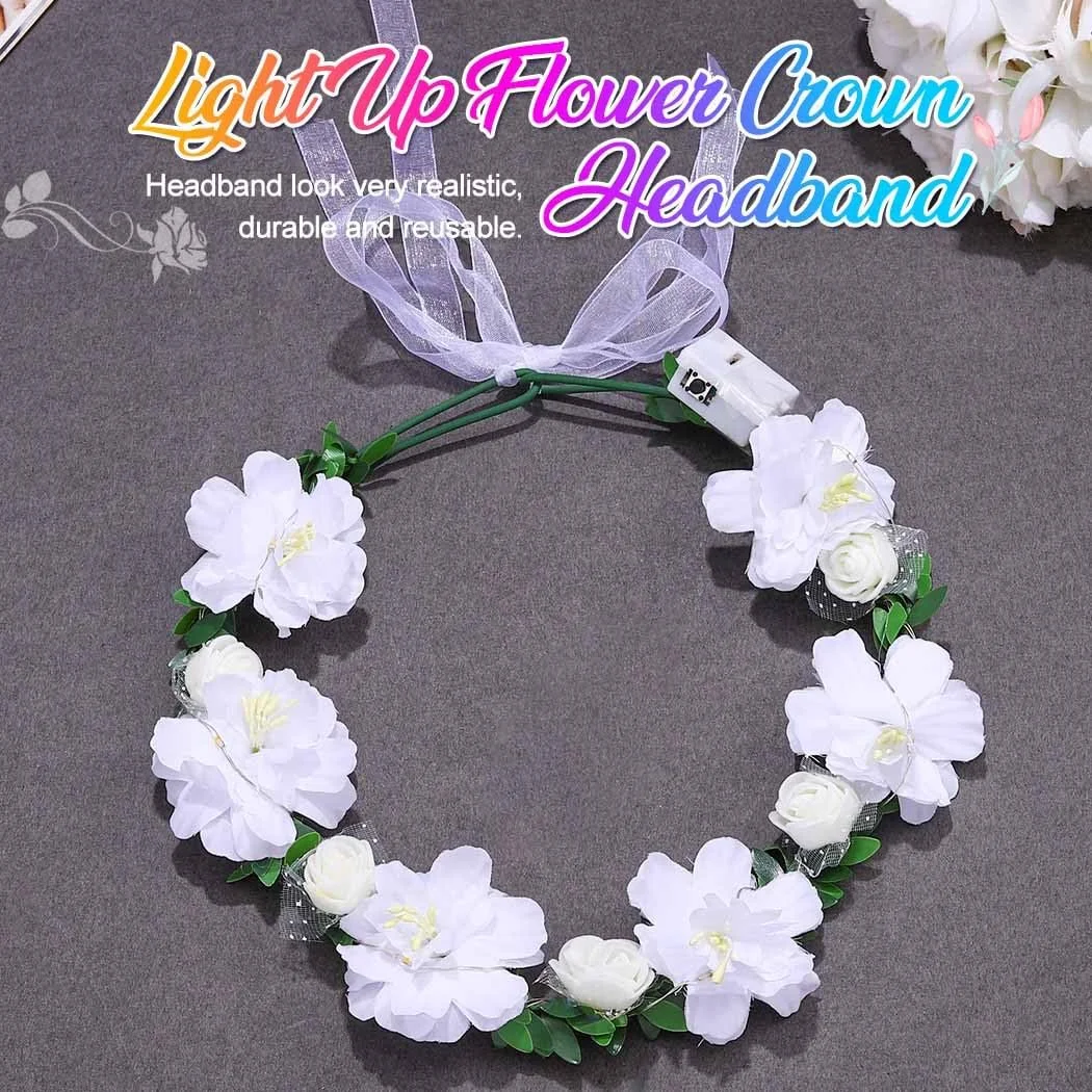 Вінок зі світлодіодними квітами Zoestar, білий, один розмір, фото №6