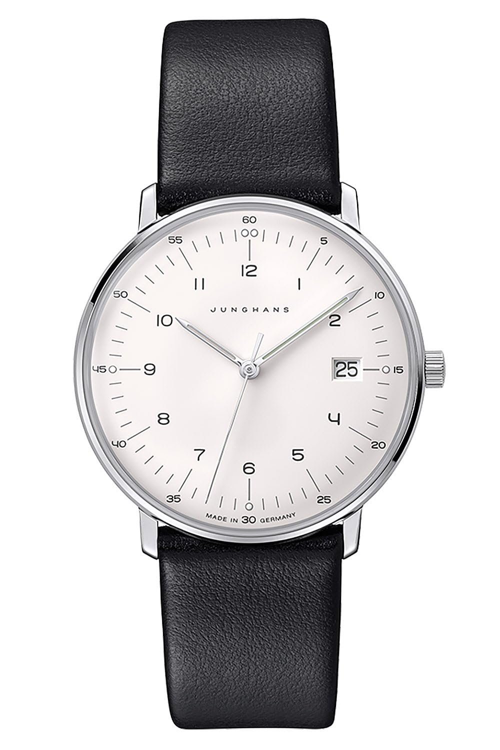 Жіночий годинник Класичний JUNGHANS Max Bill 47/4450.02 зі шкіряним ремінцем Чорний, срібний, фото №1