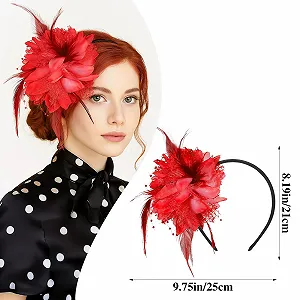 Обруч для женщин с перьями, бисером и вуалью synthetic.ua - Фото 1