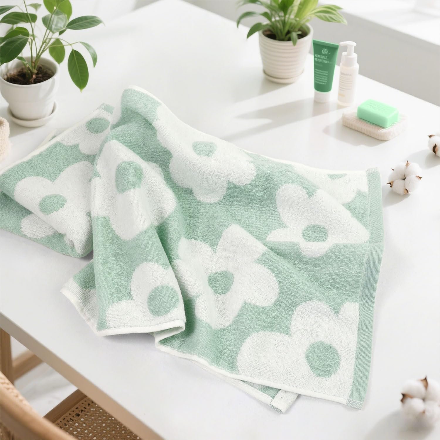Рушники Cotton Floral Pattern 13 x 29 дюймів Морська піна, фото №7