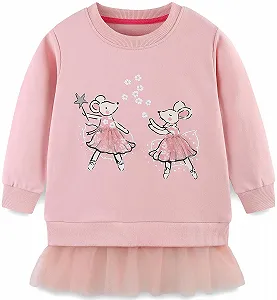 Детский свитшот для девочек Рождественский мультяшный пуловер Хлопковый топ с длинными рукавами Размер 92-122, 1-7 лет - Фото 1