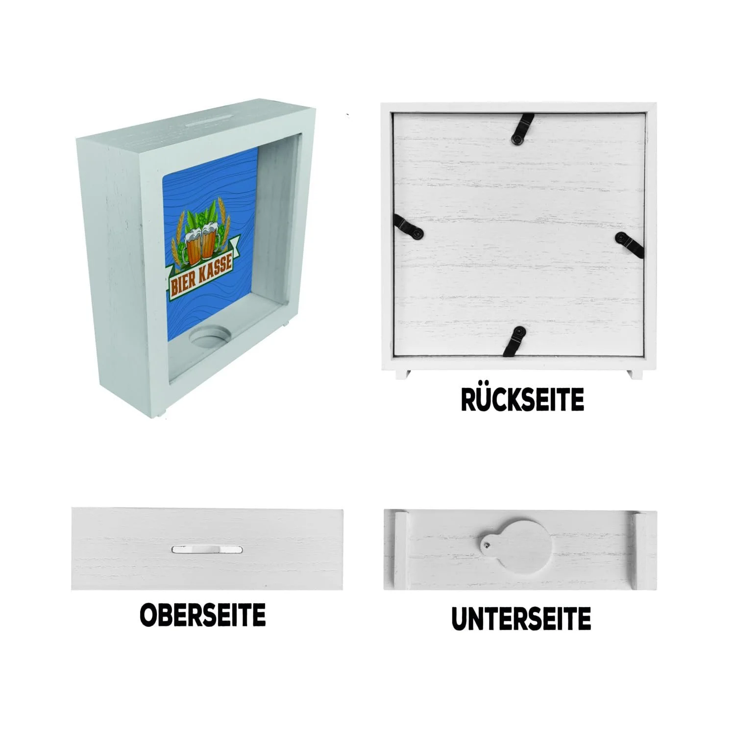 Скарбничка-рамка Beer Kasse дерев'яна з мотивом хмелю та колосків, фото №6