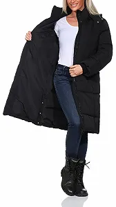 Куртка Hailys стьобана жіноча Em44my зимова парка стьобана до коліна з капюшоном synthetic.ua - Фото 1