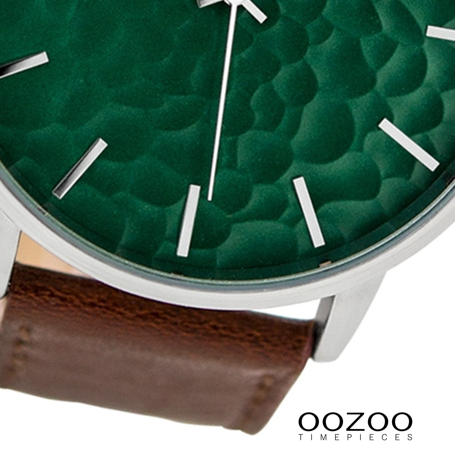 Годинник Oozoo C9441 Чоловічий Зелений/Темно-коричневий Сріблясто-зелений 48 мм, фото №3