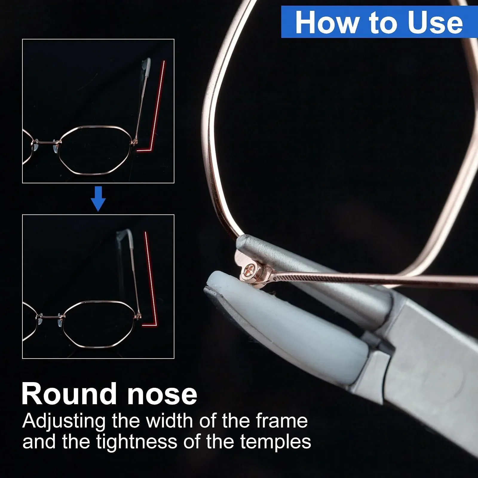 Круглогубцы LEONTOOL с нейлоновыми губками для очков с отверткой для ремонта очков, фото №3