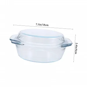 Форма для запекания VILLCASE круглая стеклянная термостойкая с крышкой и ручками для микроволновой печи прозрачная synthetic.ua - Фото 1