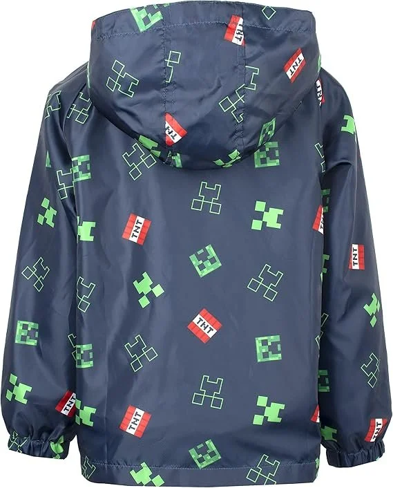 Дождевик Minecraft для мальчиков 5-12 лет Водонепроницаемая куртка с подкладкой и капюшоном Легкая и машинная стирка, фото №2