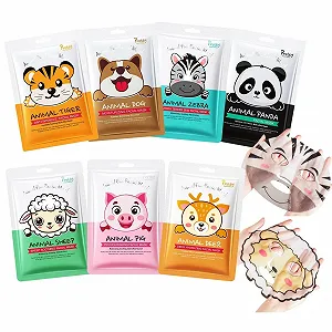 Набор тканевых масок для лица с узорами животных, 7 шт. Увлажняющие и питательные маски с ниацинамидом - Фото 1