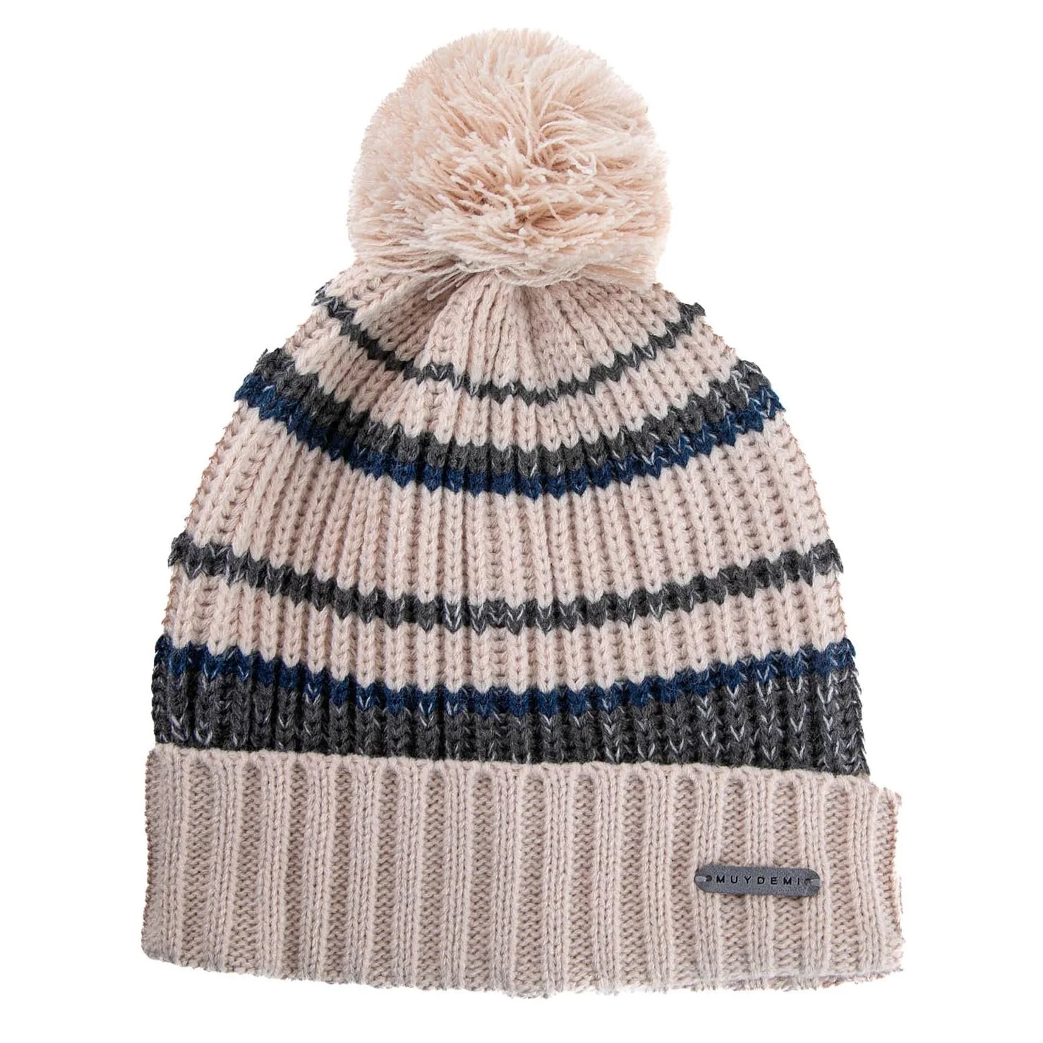 Полосатая шапка с помпоном MUYDEMI для девочек, фото №1