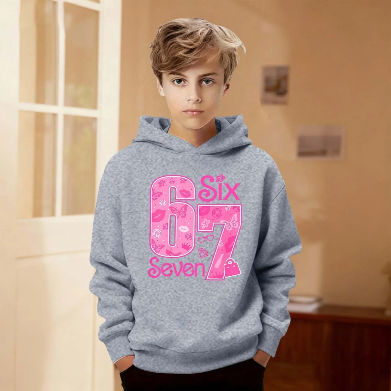 Пуловер Sweatshirt с принтом 67, Essentials Jungen 152, Пуловер, Худи, Детские свитеры, Теплый 134 Детская одежда 164 Футболки Флисовая куртка 140 Свитшот Флисовый пуловер, фото №4