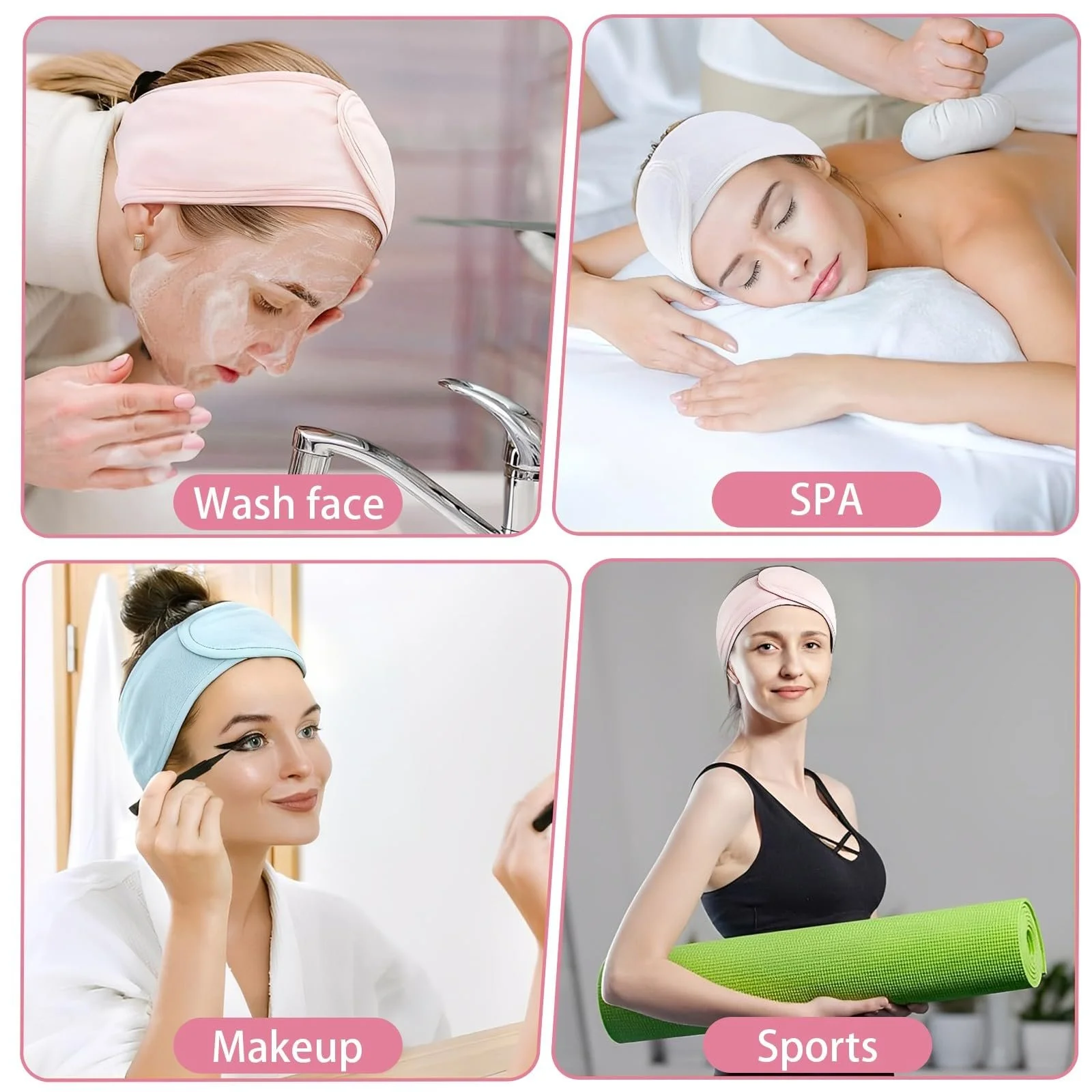 Косметична Пов'язка для Волосся Жіноча Рожевий, Блакитний, Білий, фото №4 Косметична Пов'язка для Волосся Жіноча Рожевий, Блакитний, Білий, фото №4