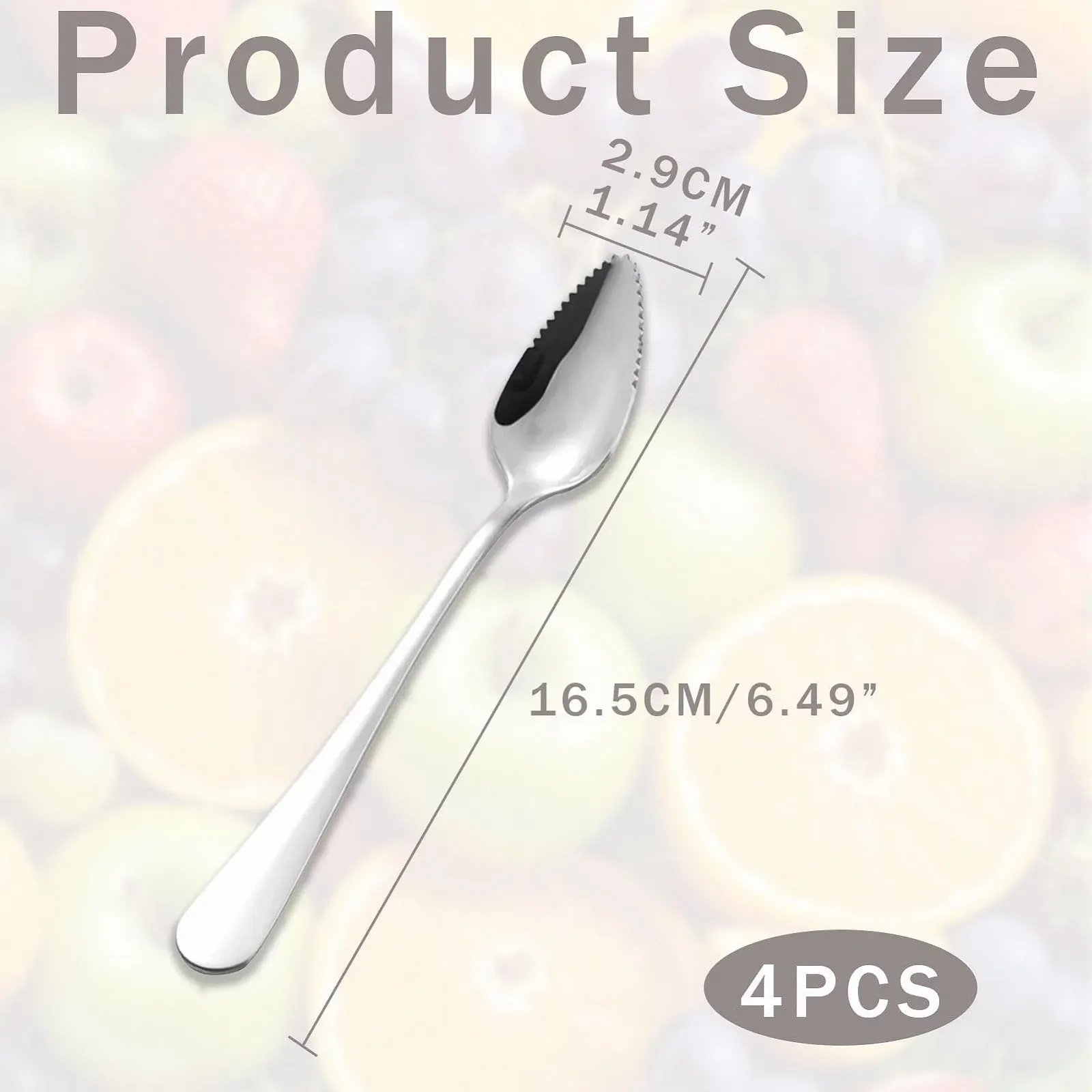 Ложка Фруктова з нержавіючої сталі 4 шт., фото №2