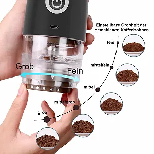 Портативная кофемолка с конической кофемолкой, электрическая/ручная 2-в-1, USB аккумуляторная мини-кофемолка с 5 настройками помола Черный synthetic.ua - Фото 1