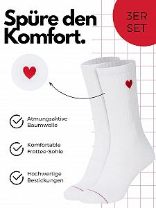 Теннисные носки Heart – Набор из 3 штук – Love Socks Women – Носки Crew с вышивкой – Ретро полоски розово-красные – Oekotex 100 Cotton synthetic.ua - Фото 1