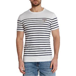 Футболка GUESS JEANS WHITE BLUE STRP synthetic.ua - Фото 1