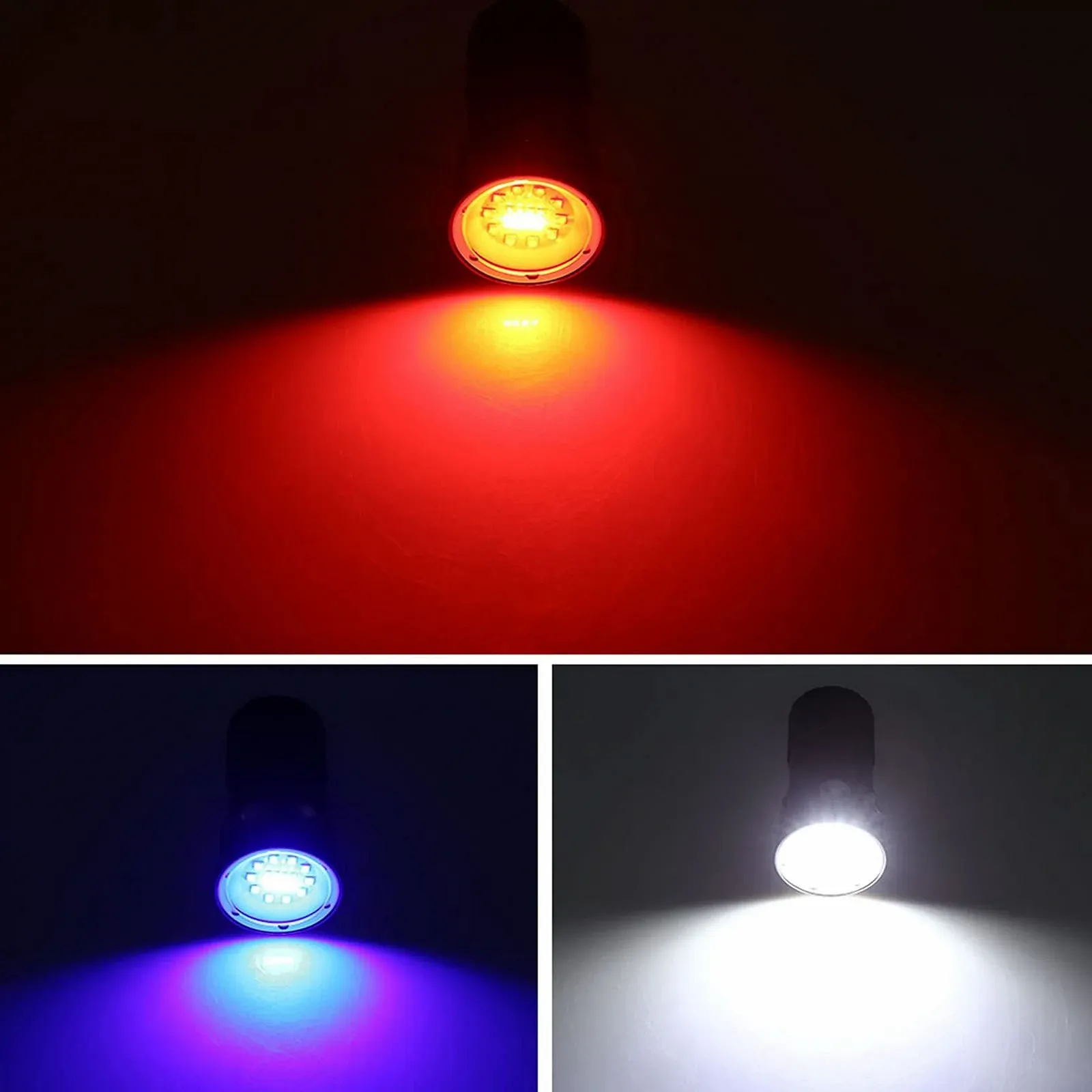 Ліхтар для дайвінгу Aramox LED Водонепроникний 80 м з 7 режимами освітлення Білий Червоний Синій, фото №5