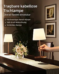 Настільні лампи EZVALO комплект 2 шт. світлодіодні бездротові IP65 USB-C Колір дерева synthetic.ua - Фото 1