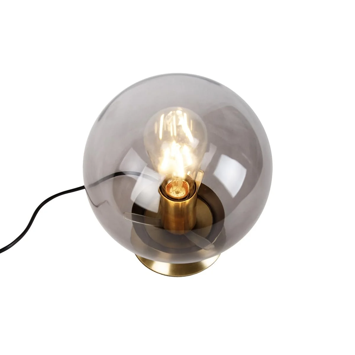 Настільна лампа Qazqa Art Deco Pallon I Brass Smoked Glass, фото №7