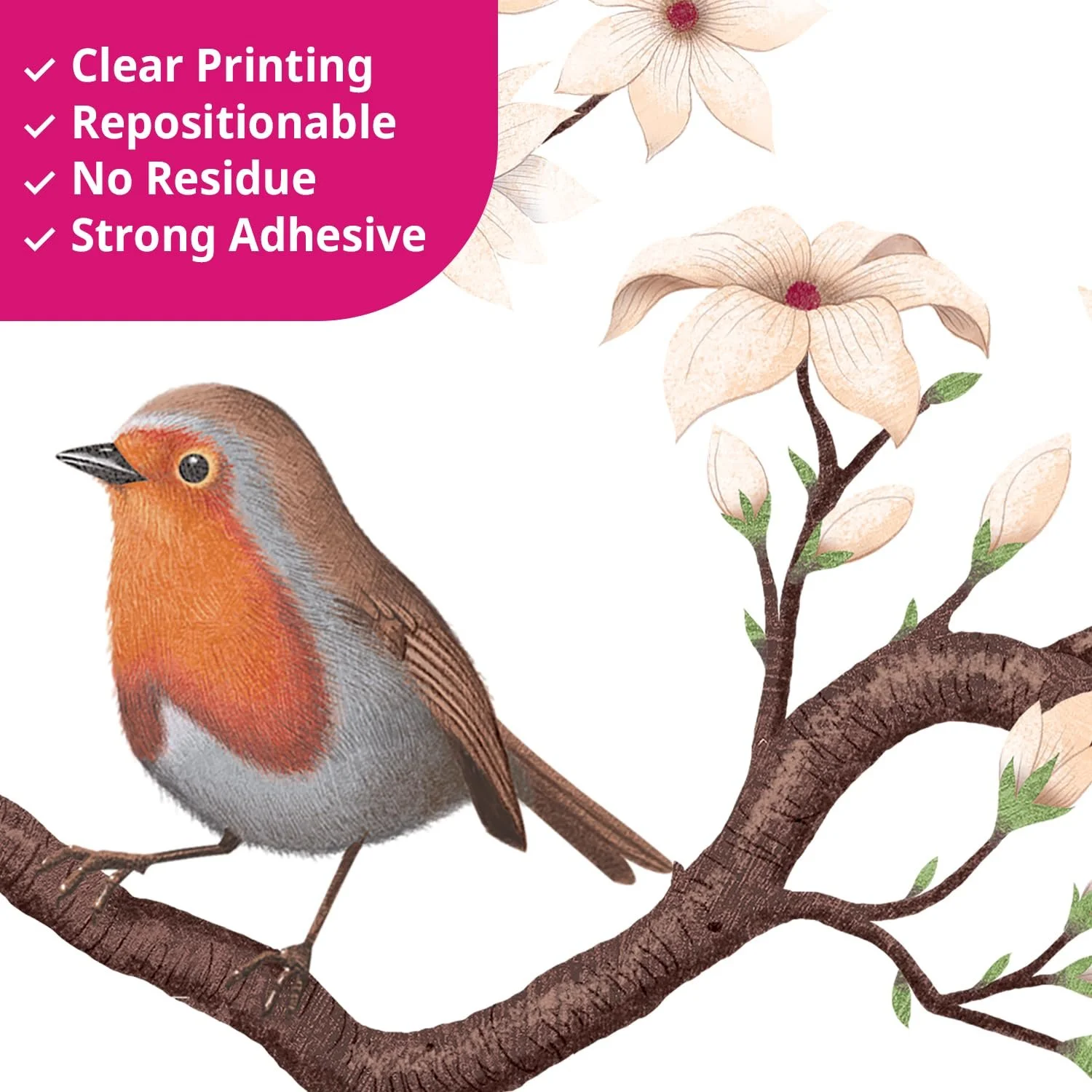 Наклейка на стіну DECOWALL SG2 2424 White Cherry Blossom Branch, фото №5