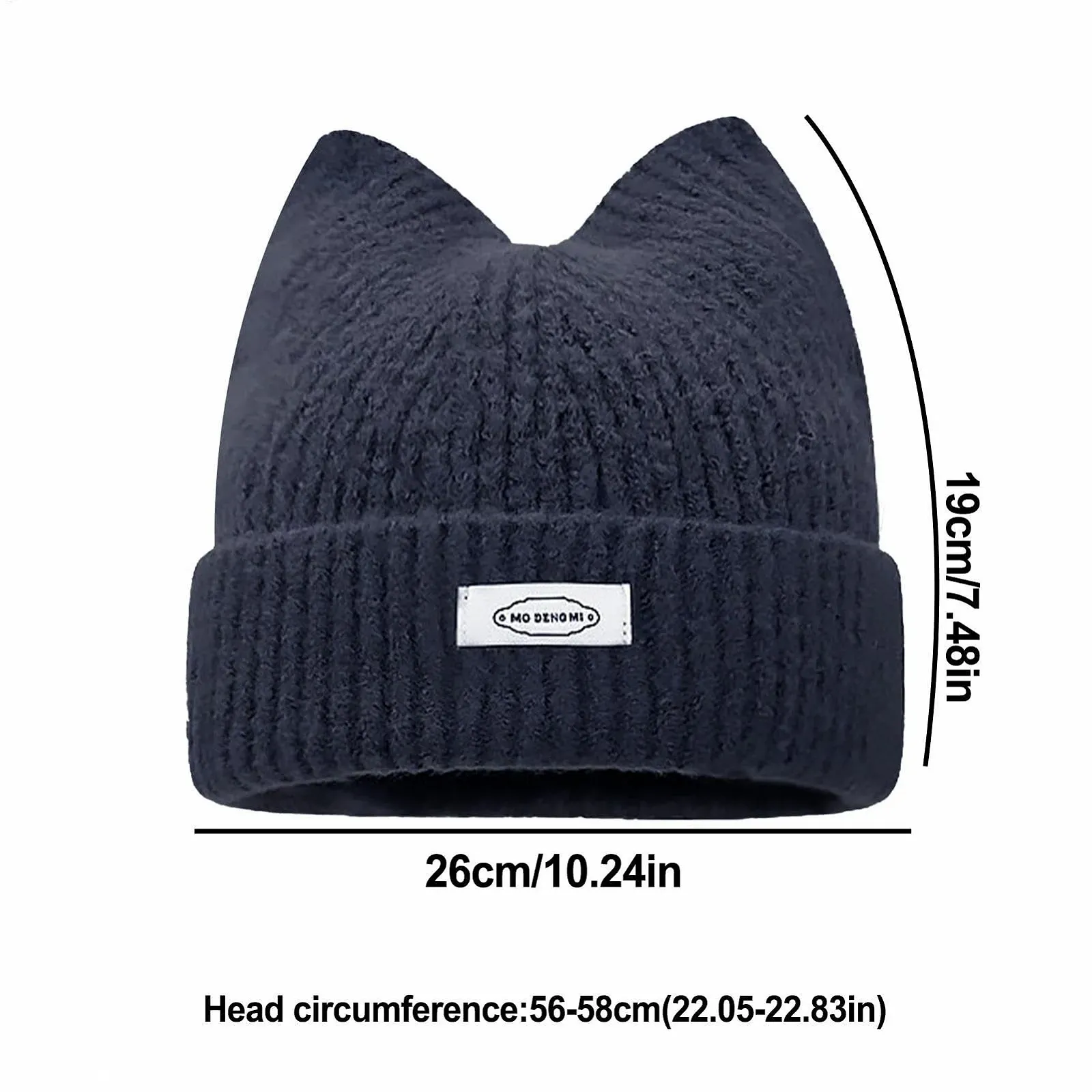 В'язана зимова шапка для жінок і дівчат Вушка котика Чорно-синій, фото №1 В'язана зимова шапка для жінок і дівчат Вушка котика Чорно-синій, фото №1