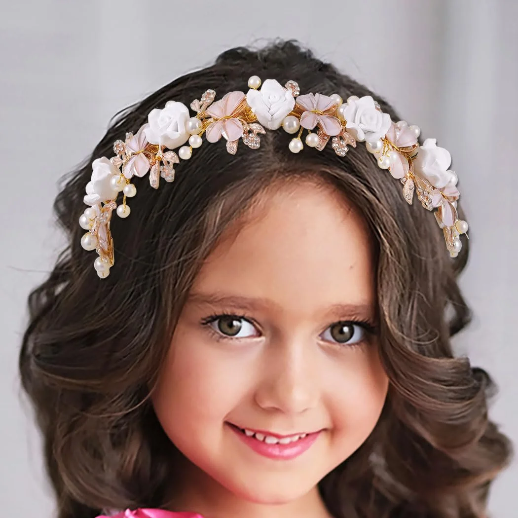 Обруч Квітка Бренд IYOU Квітка Метелик Принцеса Перли Листя Золотий, фото №1 Обруч Квітка Бренд IYOU Квітка Метелик Принцеса Перли Листя Золотий, фото №1