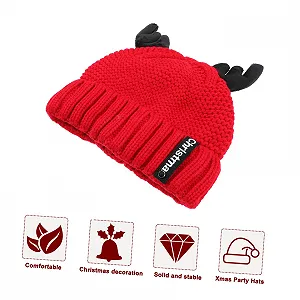 Вязаная шапка LIFKOME Рождественская Теплая шерстяная пряжа Красный synthetic.ua - Фото 1