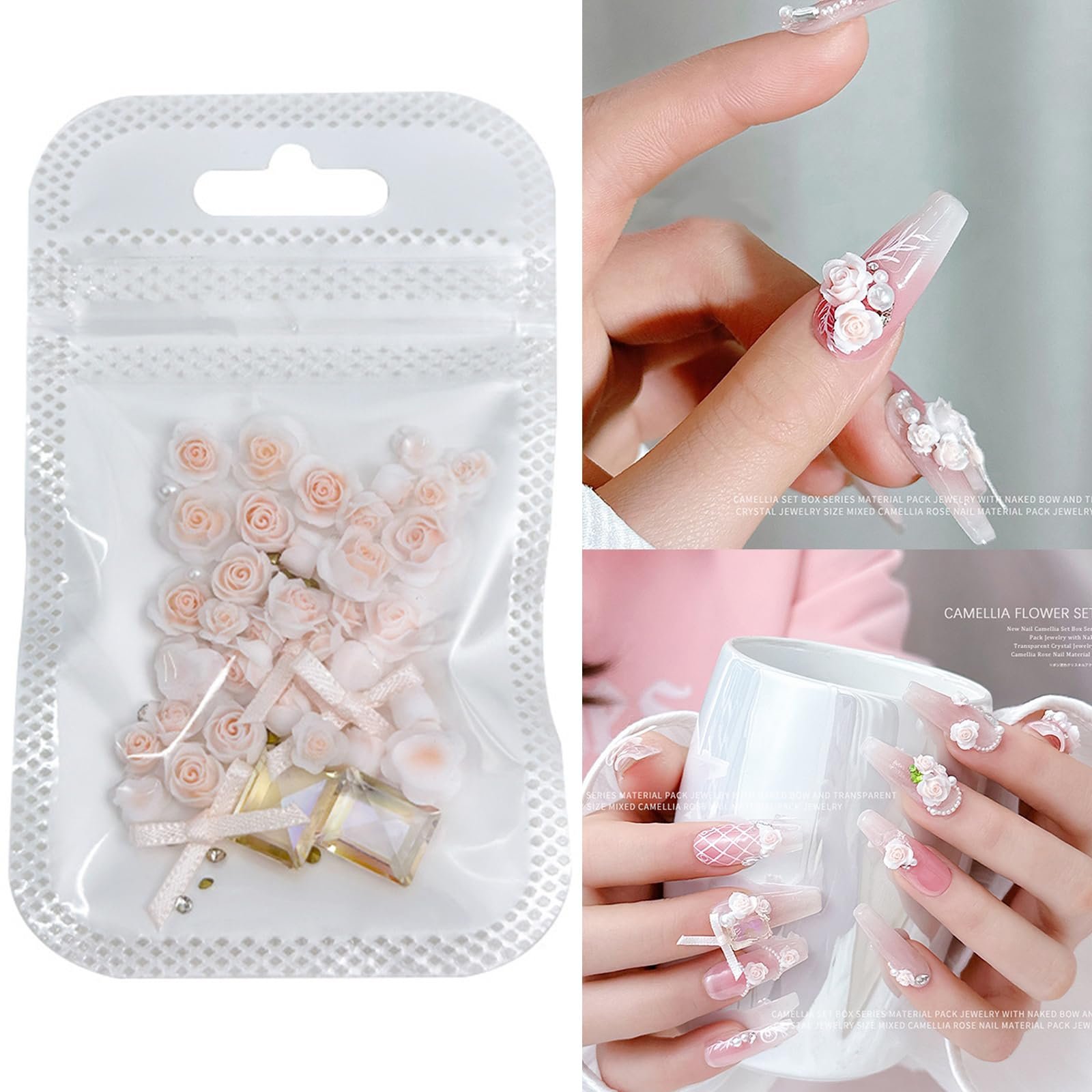 Стрази 3D Квіти Перлинами для нігтів Мистецтво змішані прикраси, фото №2