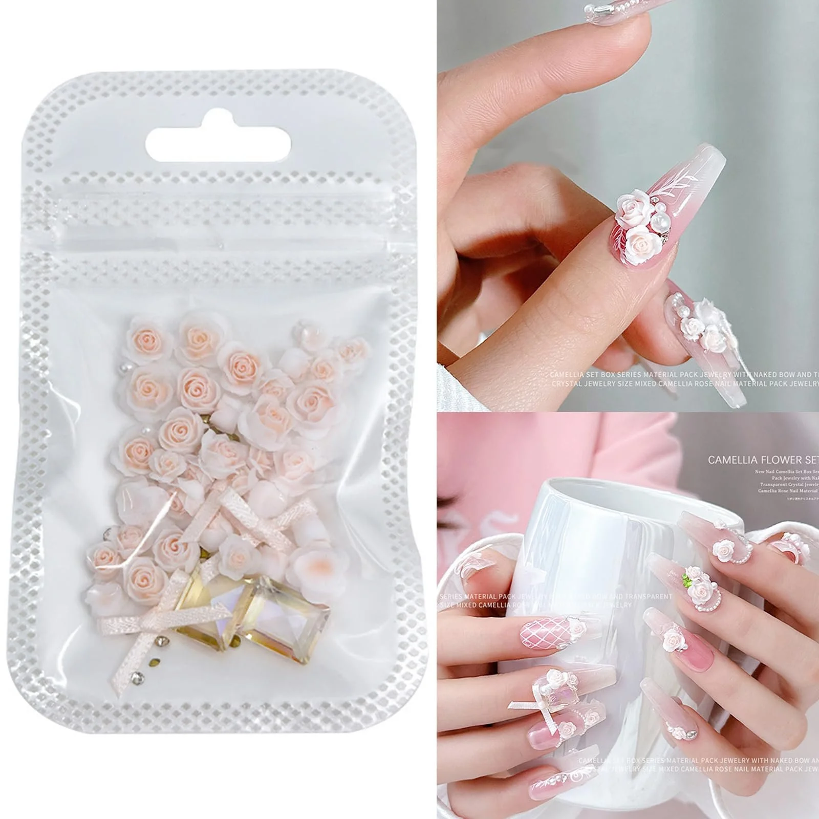 Стразы 3D Цветы Жемчугом для ногтей Искусство смешанные украшения, фото №2