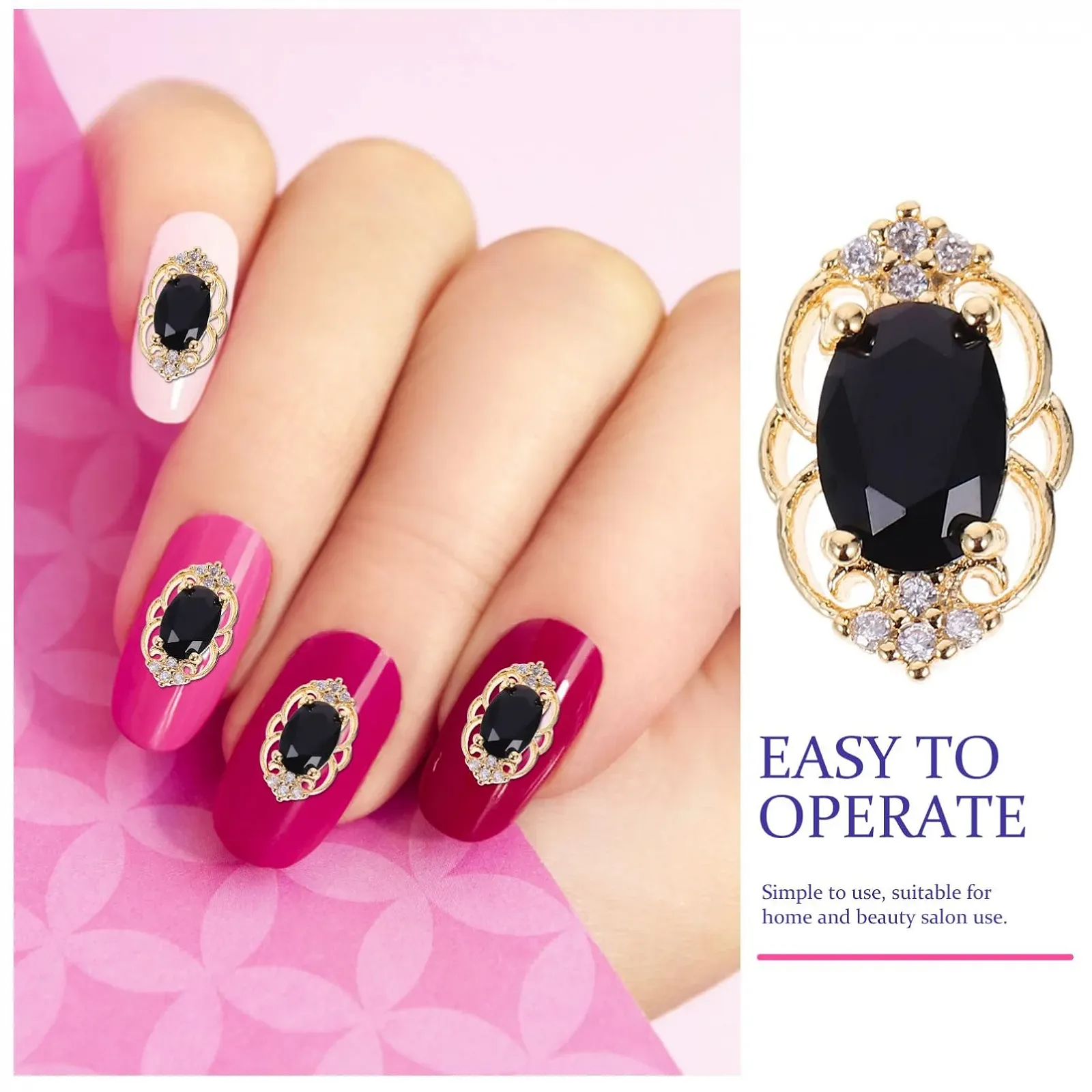 Украшение для ногтей FRCOLOR, 10 шт., Темные металлические самоцветы, мелкие украшения для ногтей, подвеска для маникюра, аксессуары для ногтей Miss Rhinestones, Хэллоуин, фото №2