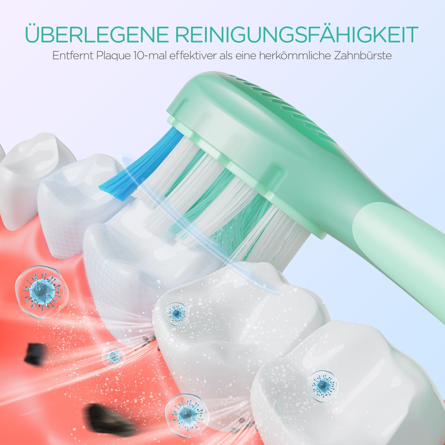 Електрична зубна щітка VOYOR-HEALTH ET110 звукова 41000 рухів/хв 3 режими Зелена, фото №3