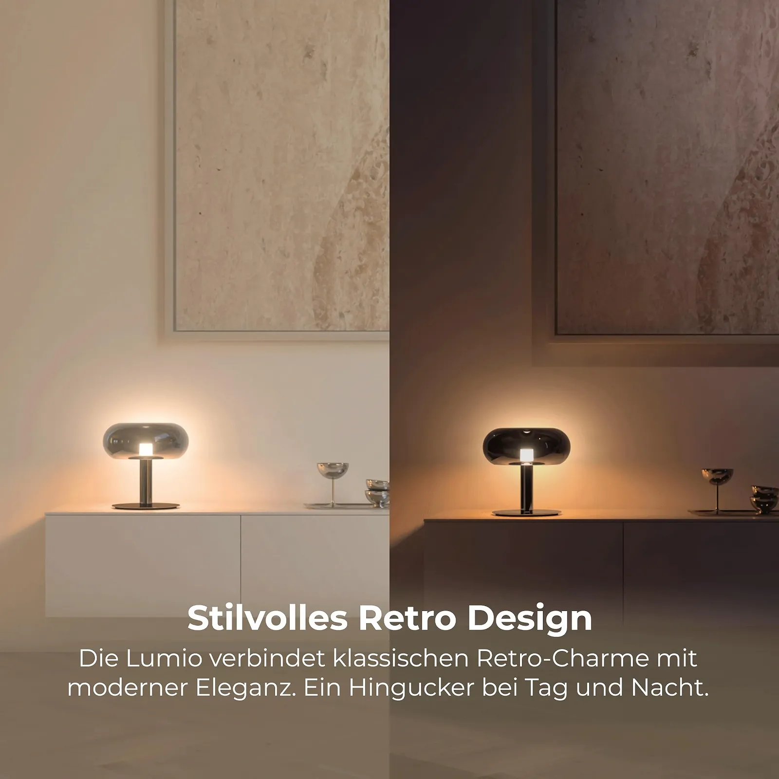 Настільна лампа NEONA Lumio LED Retro Mushroom Сенсорна Чорний хром, фото №3