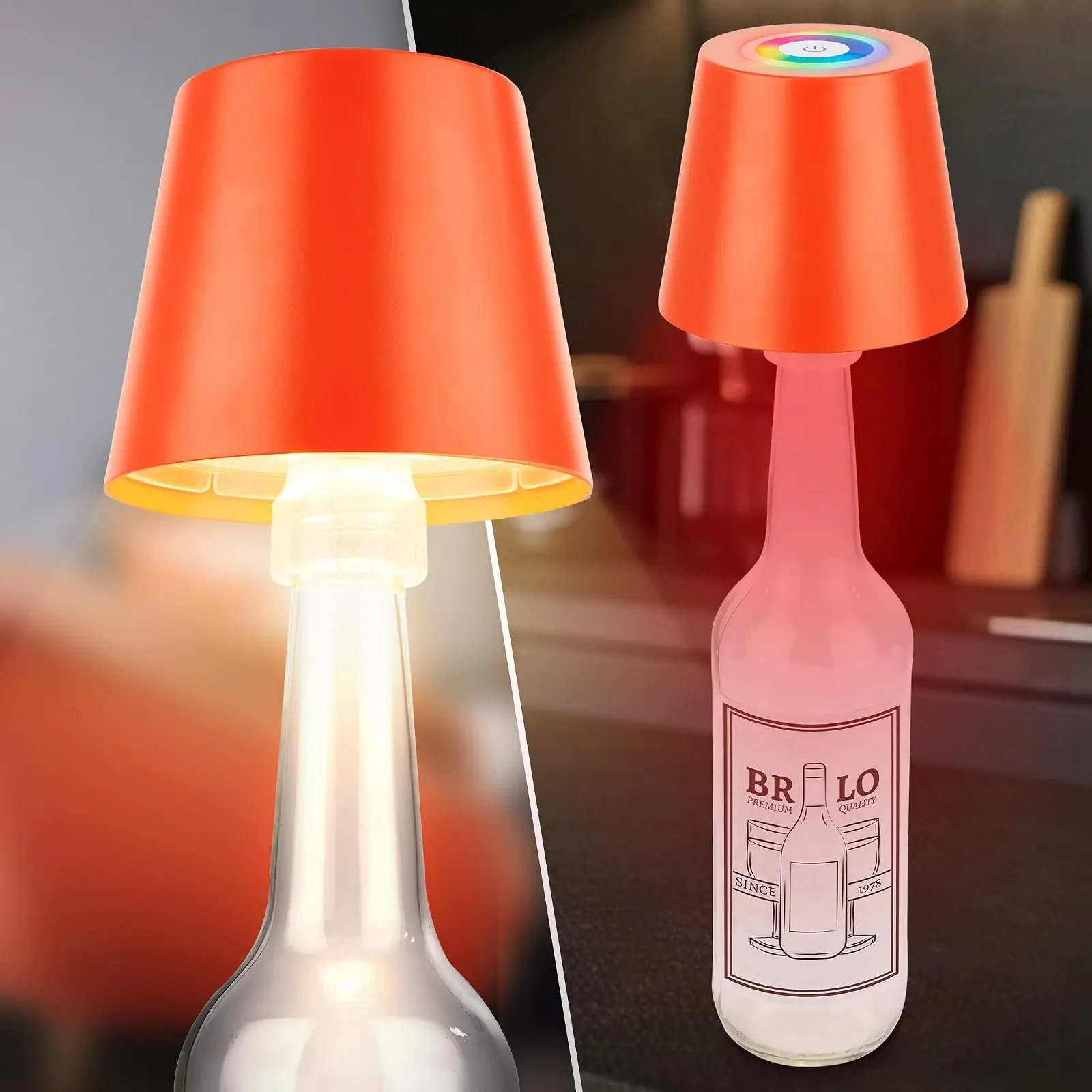 Настольная лампа BRILONER 3 in 1 RGBW LED IP44 Сенсорная Аккумуляторная 36 x 12 см Orange, фото №5