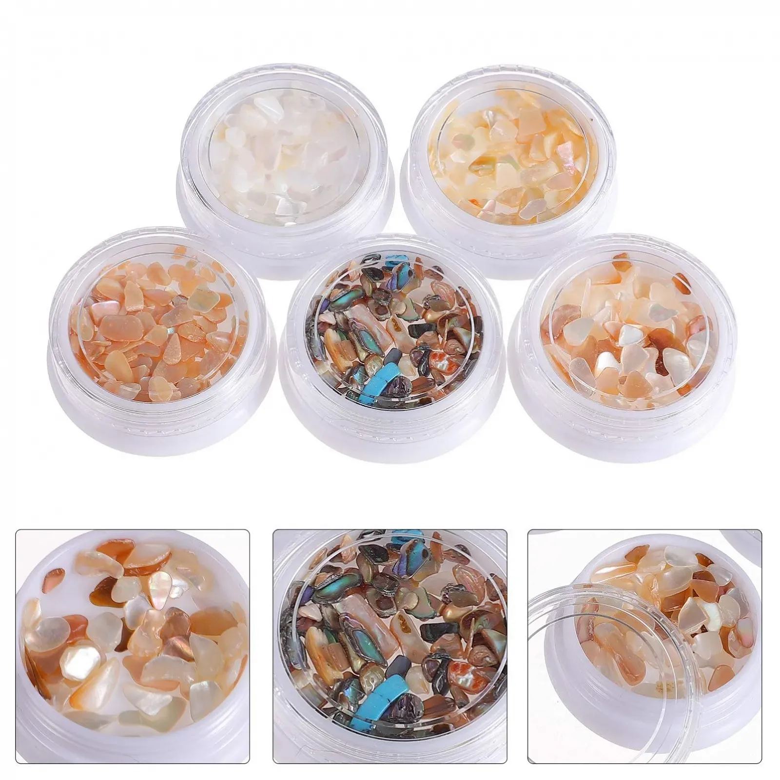 Наклейки для ногтей Healvian 3 набора, ракушки, блестки, накладные ногти, украшения для ногтей, 5 штук x 3, фото №7