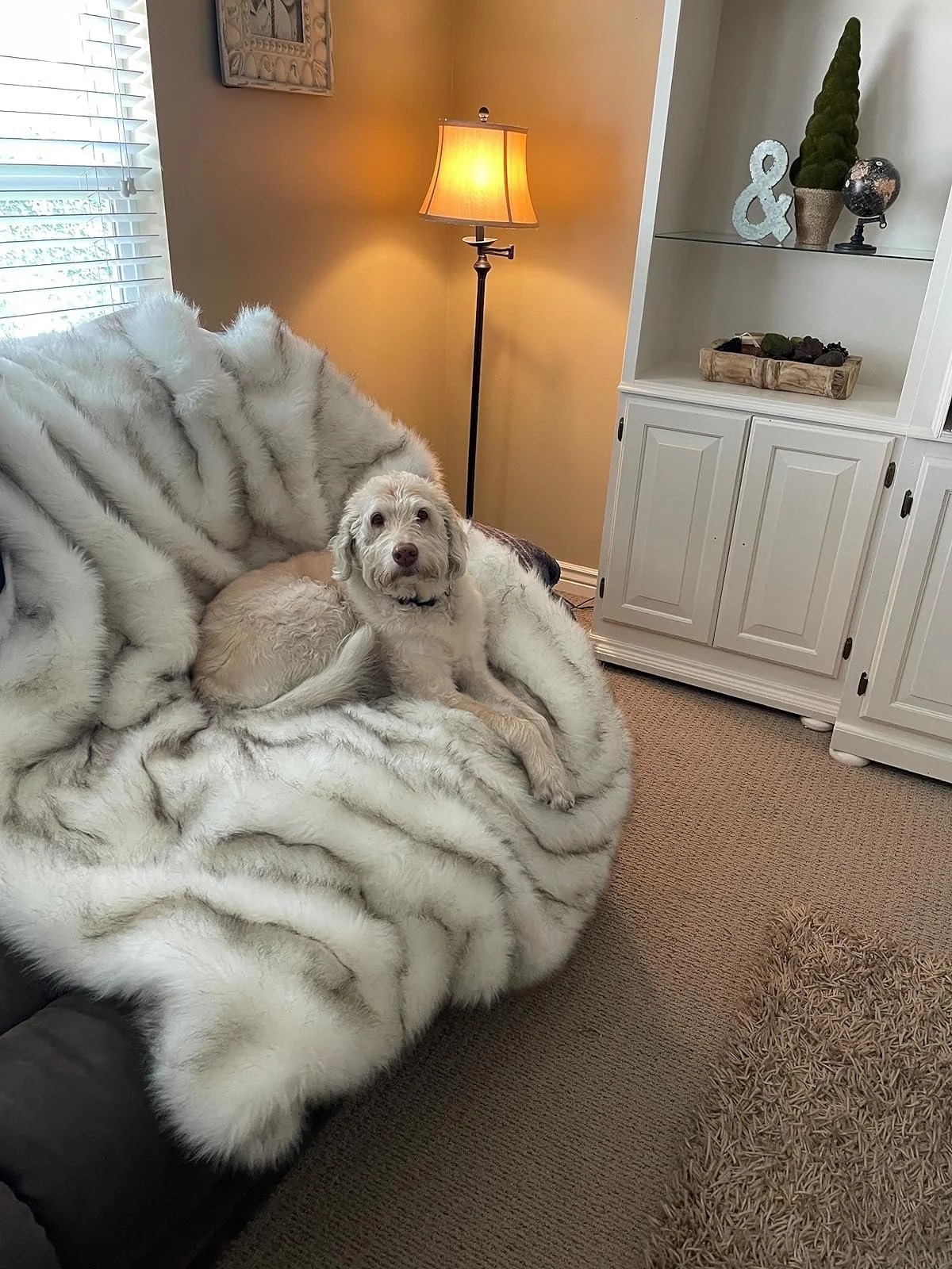 Покривало Battilo Luxury зі штучного хутра, велика, 150 x 200 см, біла, фото №7