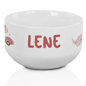 Тарелка GRAZDesign Dino для хлопьев, динозавр, для девочки, персонализированная, керамическая - Фото 1