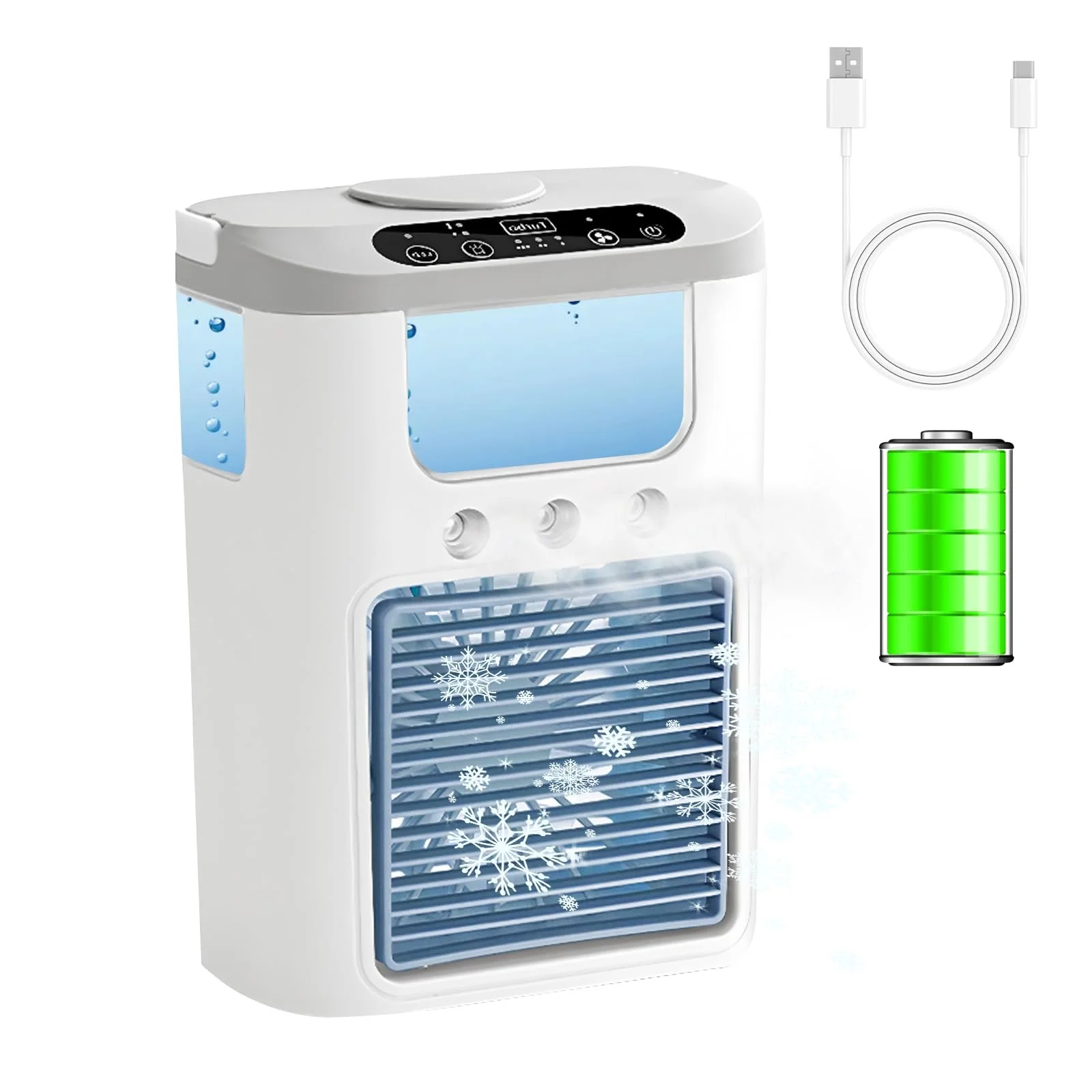 Портативный мини-кондиционер 1000 mAh 600 ml 3 скорости 10 W, фото №1