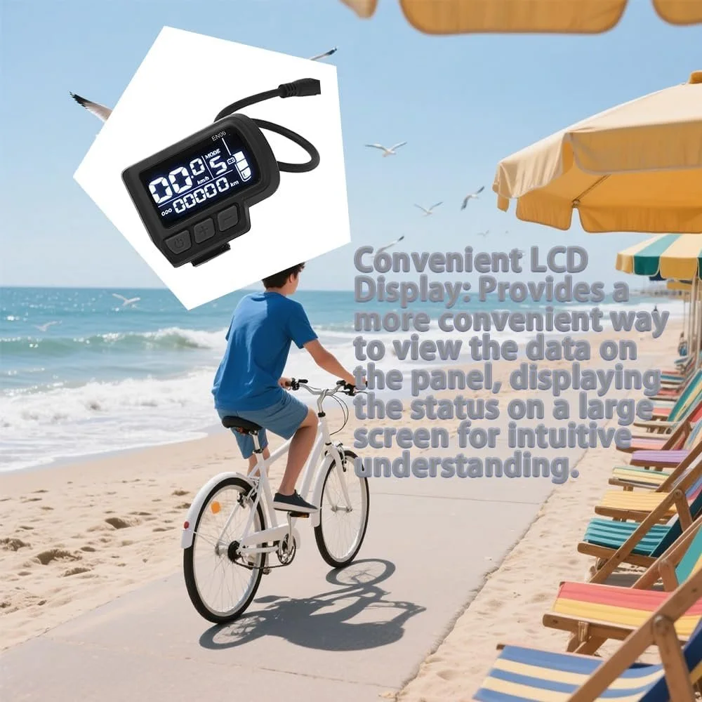 Дисплей для электровелосипеда En06 LCD 6 Pin 24В 36В 48В 60В с акселератором, фото №6