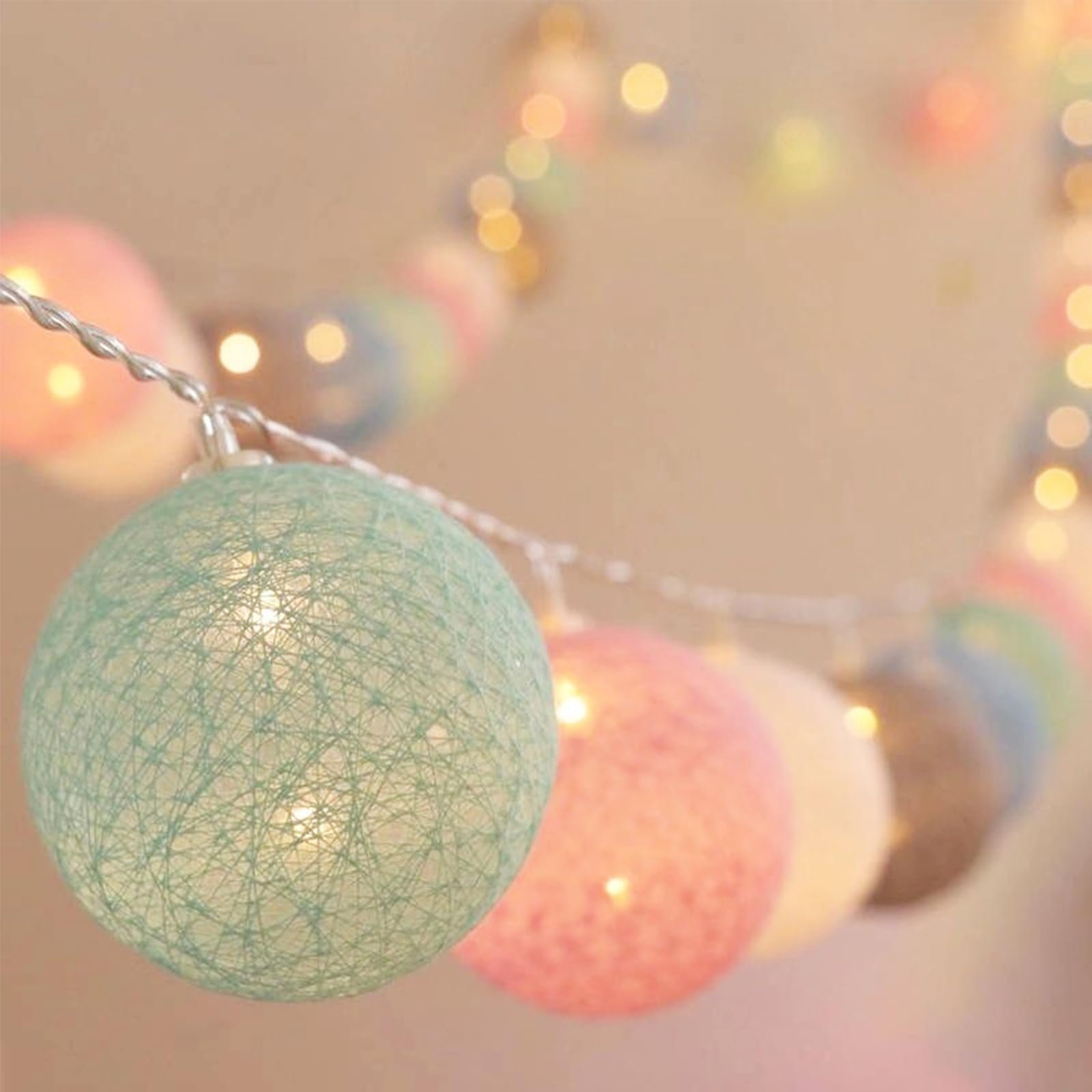 LED Гірлянда ENLACE Кульки з бавовни 3 м 20 LED Кульок з бавовни на батарейках Macaron, фото №3