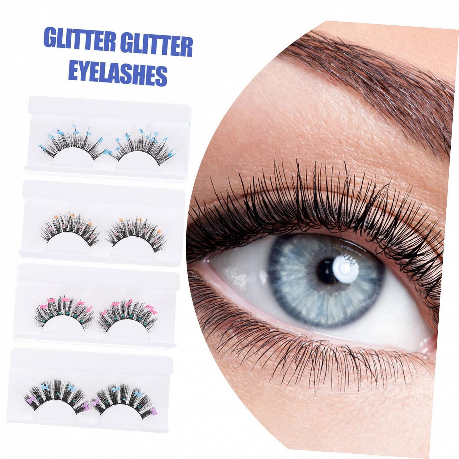 Пліс Ангойлі 4 Пари Пайєткові Falsche Wimpern Halloween Лашес Гліттервімперн Кольорові Вії Cosplay-Wimpern Гліцер Вії Подовження, фото №7