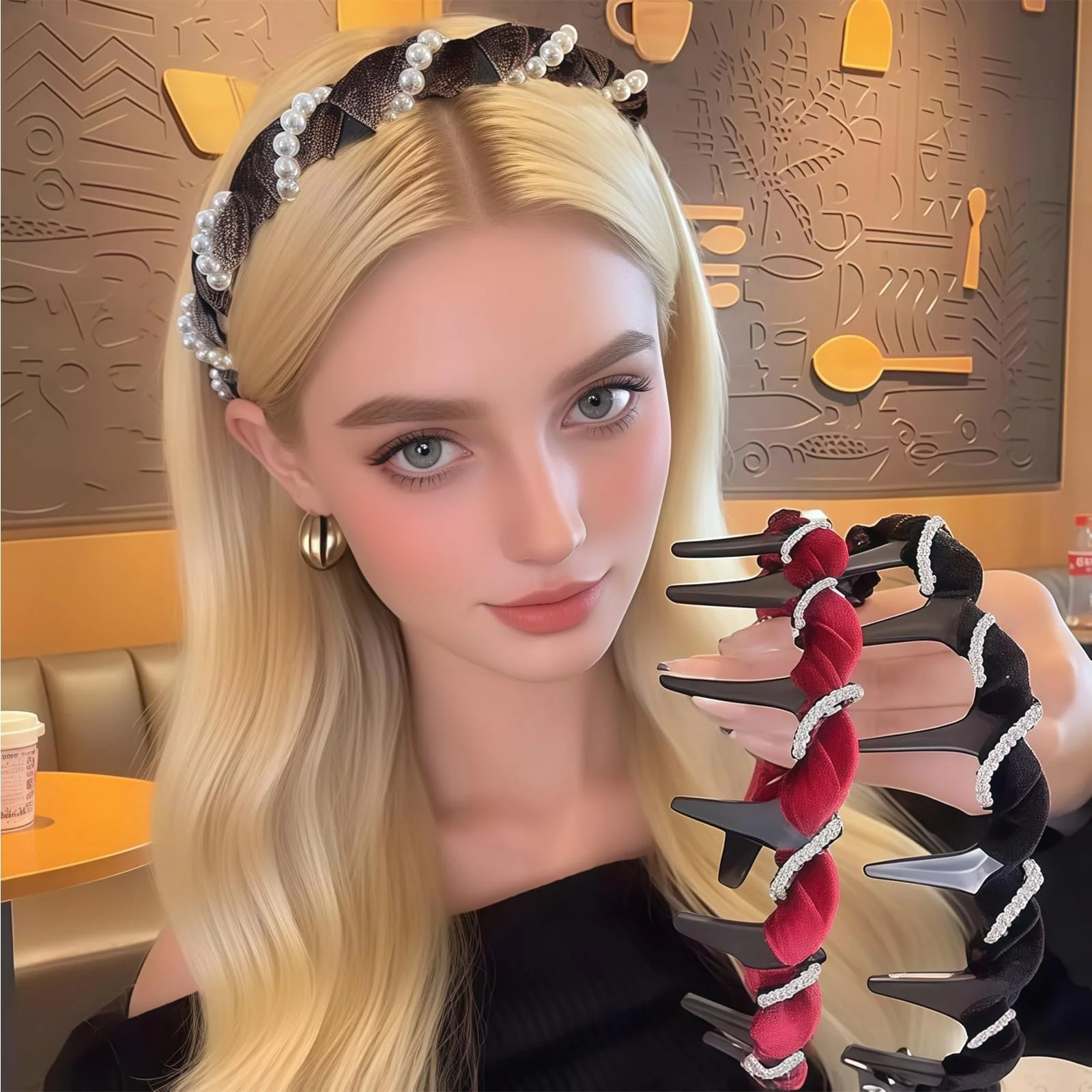 Винтажный набор жемчужных обручей 3 шт, фото №4