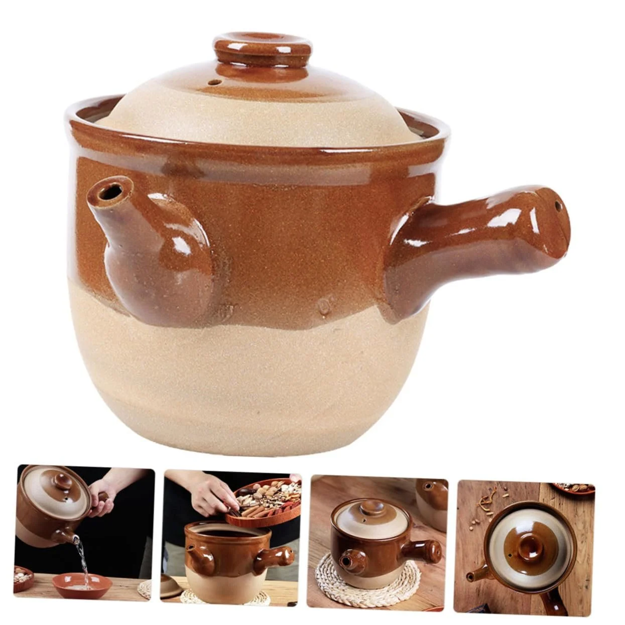 Кастрюля Toyvian керамическая глиняная термостойкая для газовых плит, фото №4