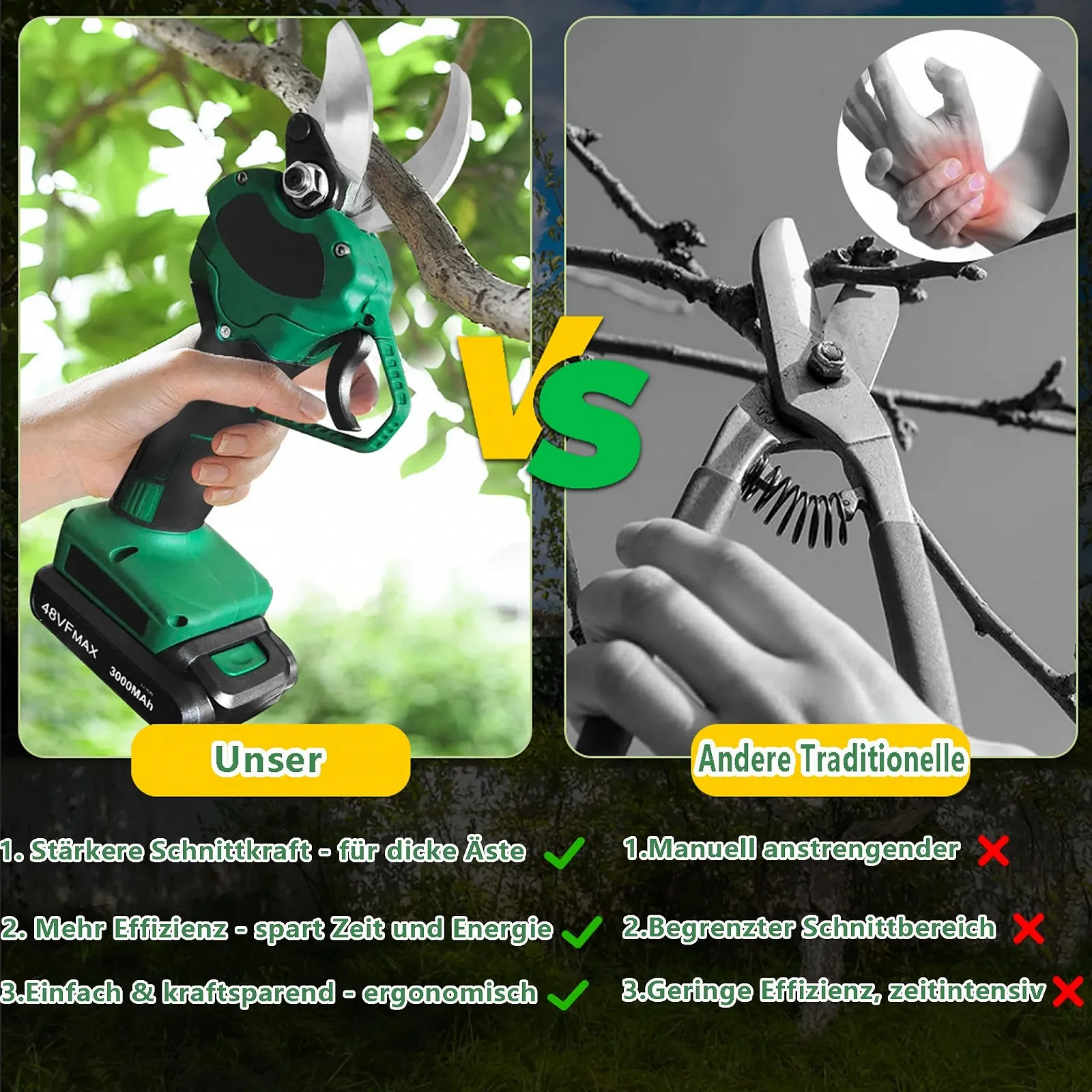 Електричні секатори XMTECH акумуляторні, 21 V, 3000 mAh, фото №4