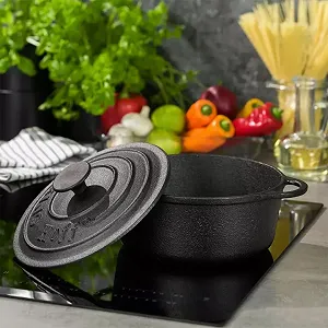 Кастрюля для запекания Чугунная с крышкой synthetic.ua - Фото 1