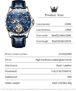 Мужские Автоматические Часы OLEVS Starry Sky Skeleton Tourbillon Механические с Автоподзаводом, Водонепроницаемые, Люминесцентные, Ремешок из нержавеющей стали, 6689, Черный циферблат, Стальная полоска, Классические synthetic.ua - Фото 1
